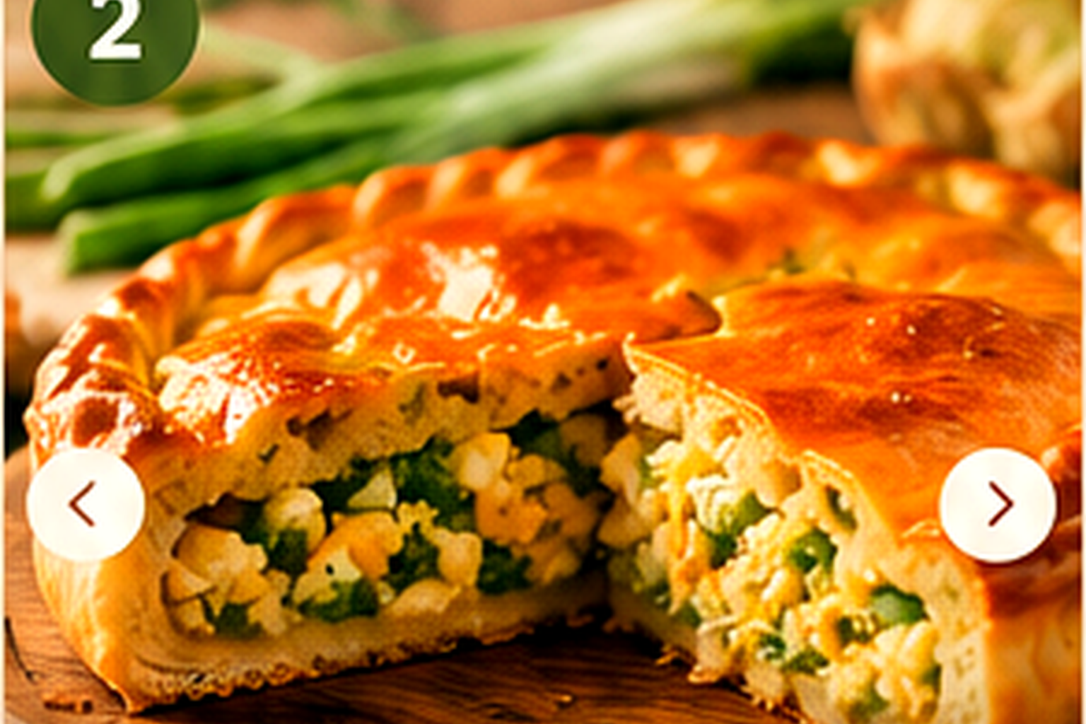 Пирог с яйцом и зелёным луком в разрезе